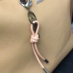 Tan Genuine Leather Knot Rope Handbag Charm